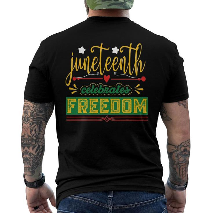 Celebrate Juneteenth Green Freedom African American Men's Back Print T-shirt