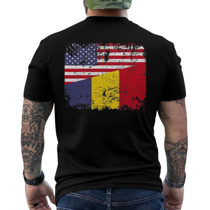 Chadian Roots Half American Flag Usa Chad Flag Men's Back Print T-shirt
