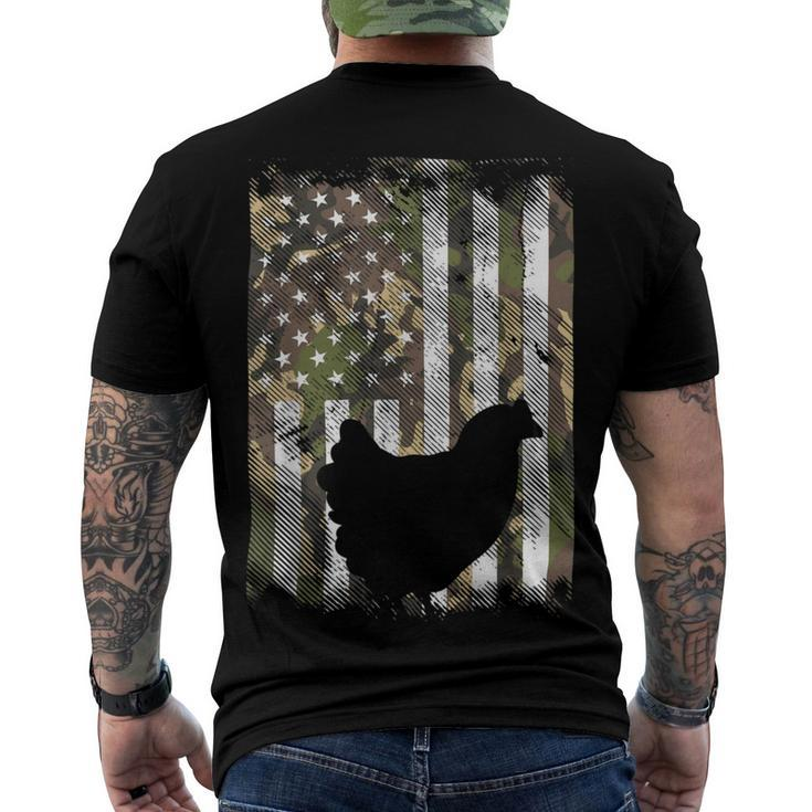 Chicken Chicken Camo Flag Chicken Vintage Farm Animal Patriotic Farmer Gift Men's Crewneck Short Sleeve Back Print T-shirt