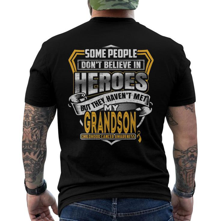 Childhood Cancer Warrior - I Wear Gold For My Grandson Men's Back Print T-shirt