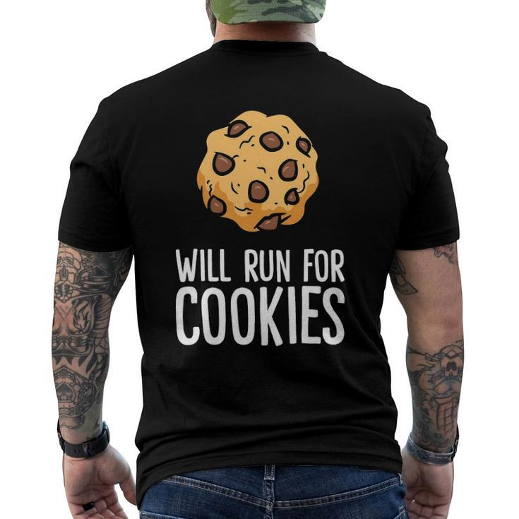 Chocolate Chip Cookie Lover Will Run For Cookies Men's Back Print T-shirt