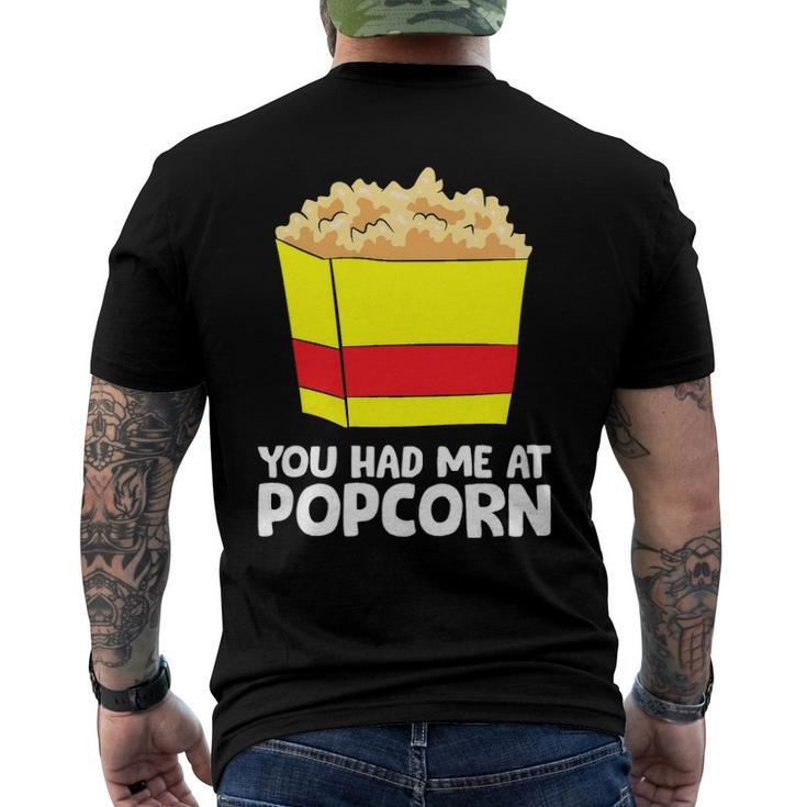 Cinema Popcorn You Had Me At Popcorn Movie Watching Men's Back Print T-shirt
