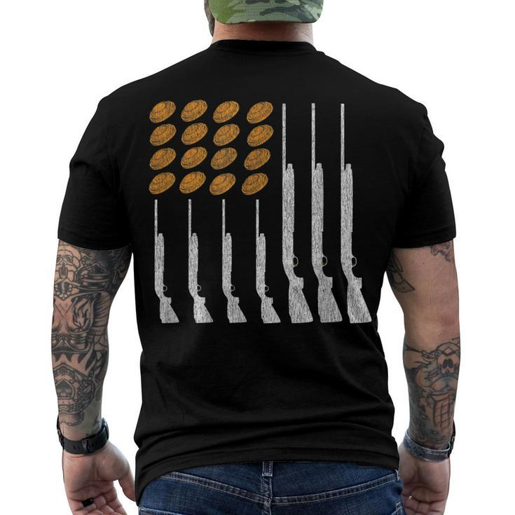 Clay Target Shooting Trap Skeet American Flag Patriotic Men's T-shirt Back Print
