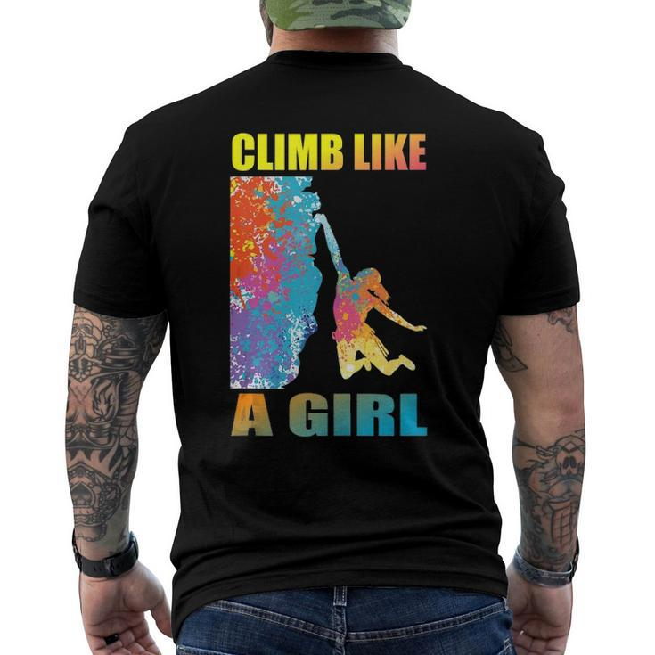 Climb Like A Girl Rock Climbing Girl And Climber Men's Back Print T-shirt