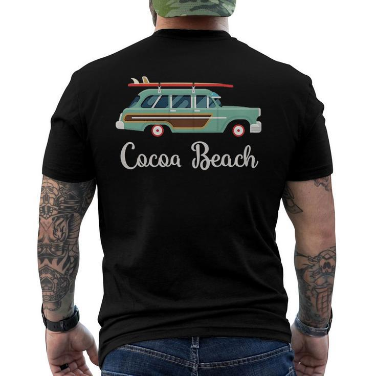 Cocoa Beach Fl Retro Surf Wagon Souvenir Graphic Men's Back Print T-shirt