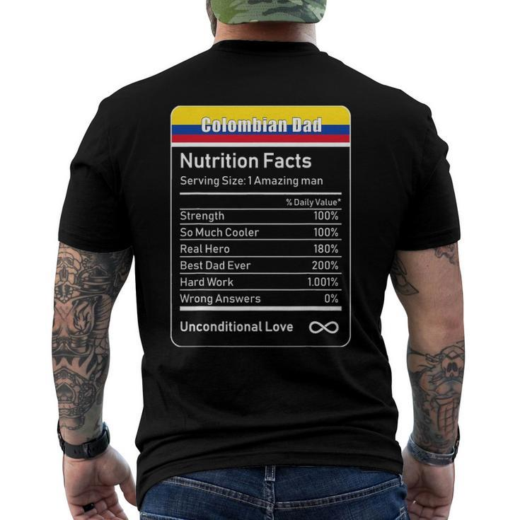 Colombian Dad Nutrition Facts Fathers Men's Back Print T-shirt