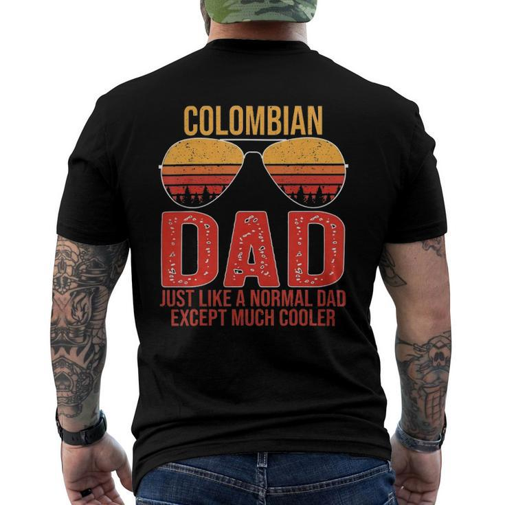 Colombian Dad Retro Sunglasses Colombia Fathers Day Men's Back Print T-shirt