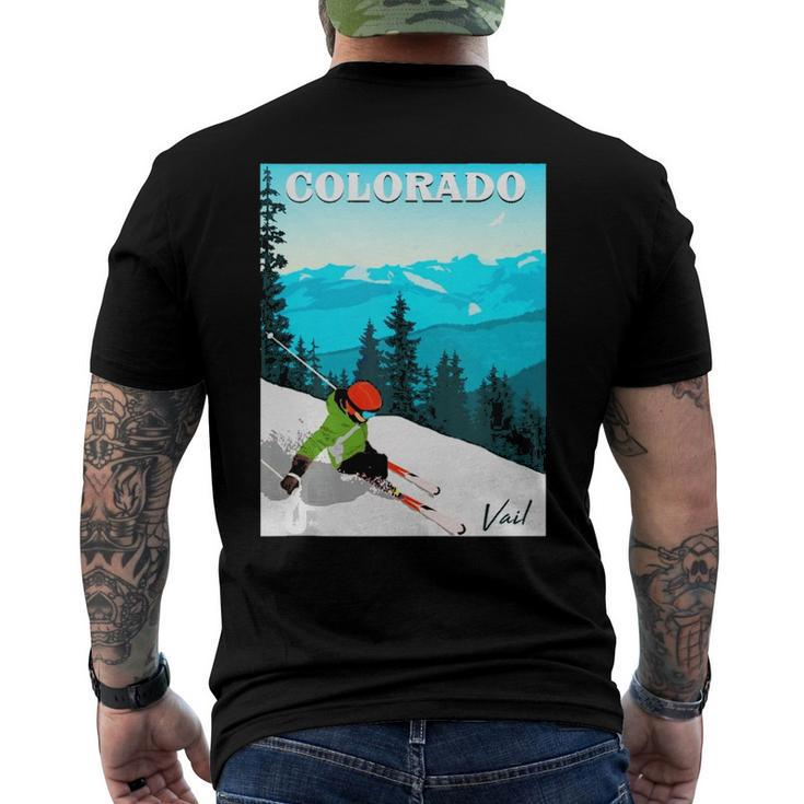 Colorado Vail Mountains Retro Travel Graphic Men's Back Print T-shirt