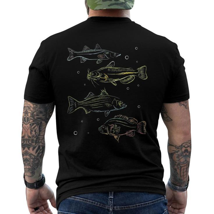 Colorful Fish Lake Fishing Fishermen Hobby Men's Back Print T-shirt