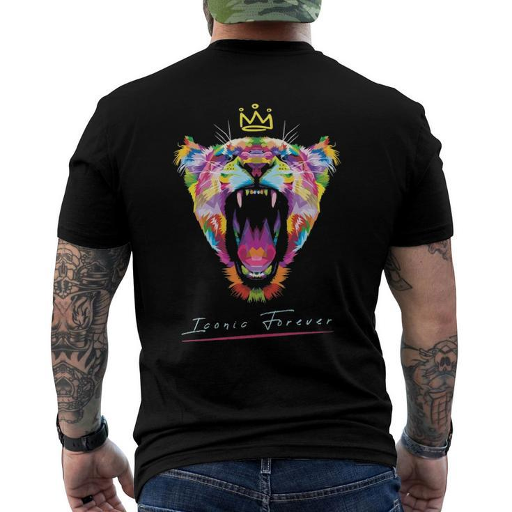 Colorful Queen Lioness With Crown Men's Back Print T-shirt