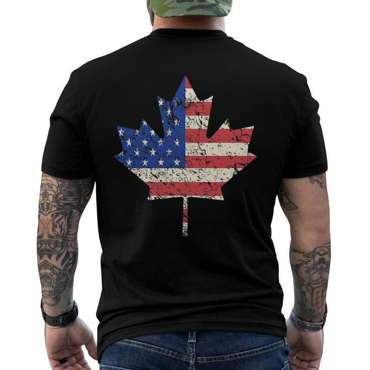 Combined American Canadian Flag Usa Canada Maple Leaf Men's Back Print T-shirt