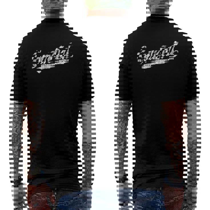Connecticut Ct Vintage Sports Script Retro Tee Men's Back Print T-shirt