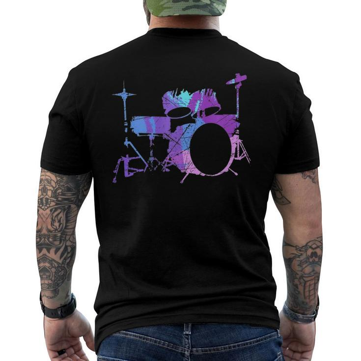 Cool Drum Kit Percussion Vintage Retro Drummer Costume Men's Back Print T-shirt