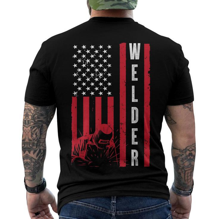 Cool Welding Us Flag Art For Men Women Welder Welding Lover Men's Back Print T-shirt