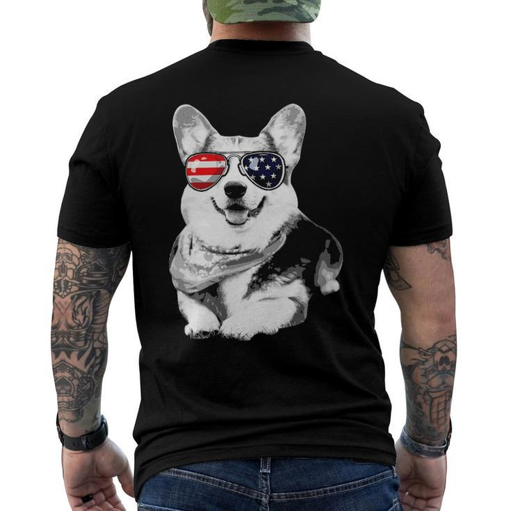Corgi American Flag Sunglasses4th Of July Corgi Men's Back Print T-shirt