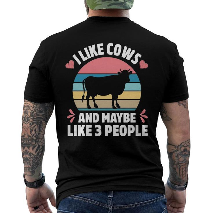I Like Cows And Maybe Like 3 People Farm Farmer Cow Print Men's Back Print T-shirt