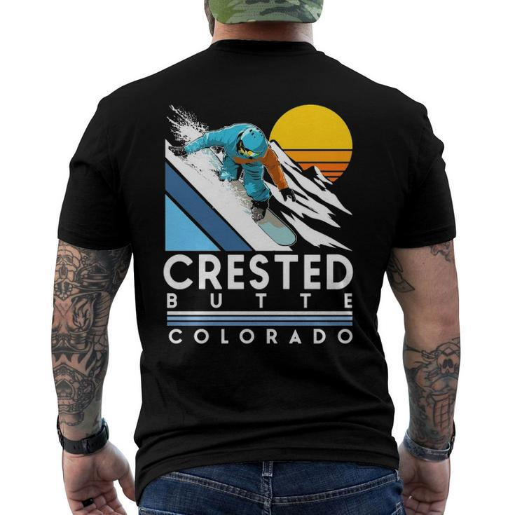 Crested Butte Colorado Retro Snowboard Men's Back Print T-shirt