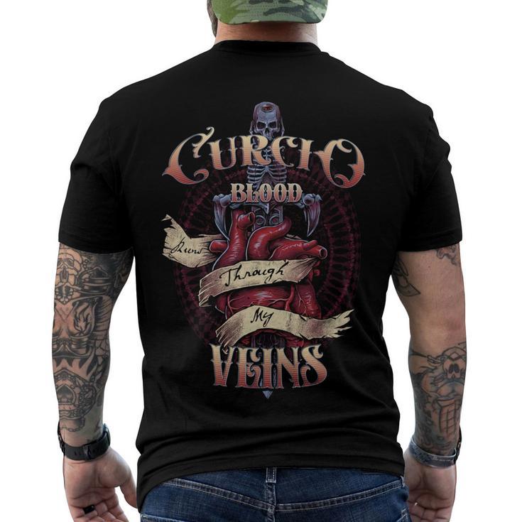 Curcio Blood Runs Through My Veins Name Men's Crewneck Short Sleeve Back Print T-shirt