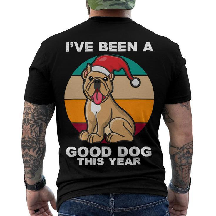 Cute Dog Christmas Pit Bull Terrier Santa Hat Retro Vintage T-Shirt Men's T-shirt Back Print