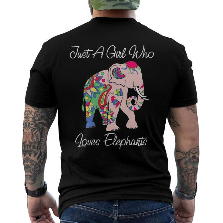 Cute Elephant Floral Themed Novelty For Animal Lovers Men's Back Print T-shirt