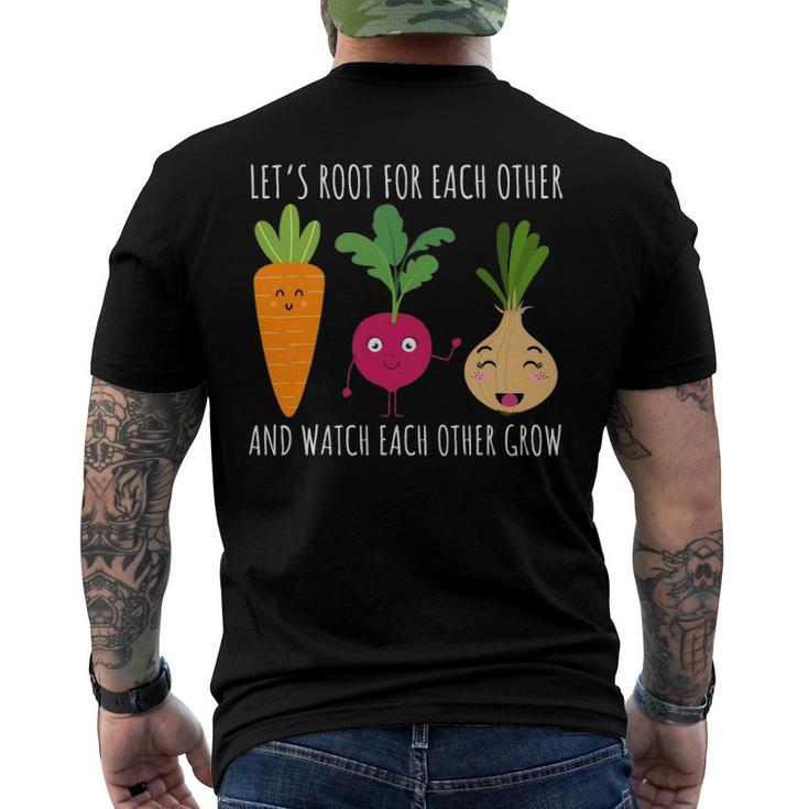 Cute Lets Root For Each Other Vegetable Garden Lover Men's Back Print T-shirt