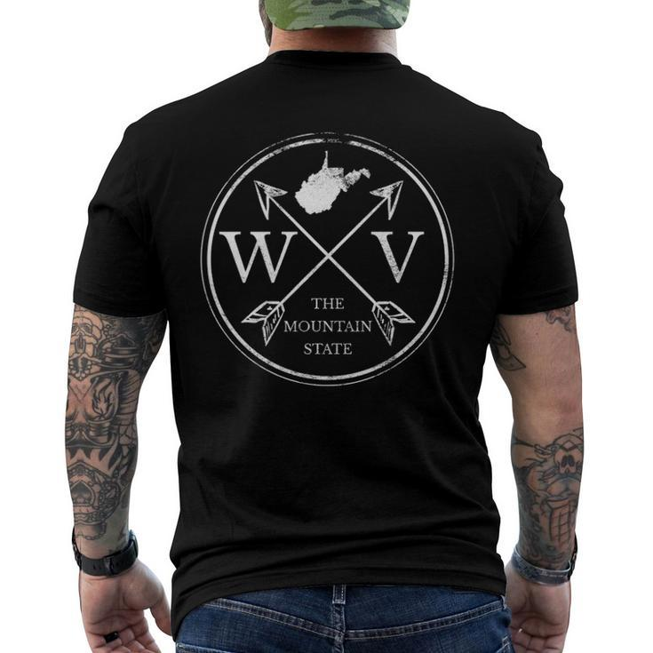 Cute West Virginia Wv Mountain State And Map Men's Back Print T-shirt
