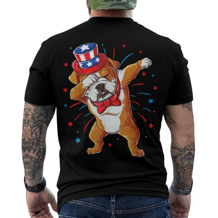 Dabbing English Bulldog 4Th Of July T Men Usa Flag Men's T-shirt Back Print