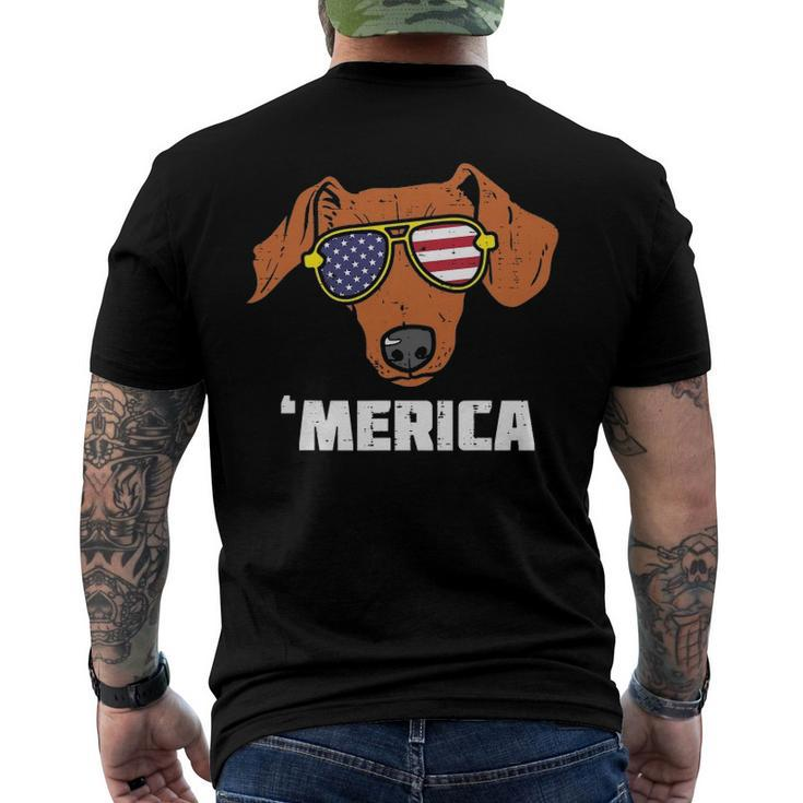 Dachshund Wiener American Usa Flag 4Th Of July Fourth Dog Men's Back Print T-shirt
