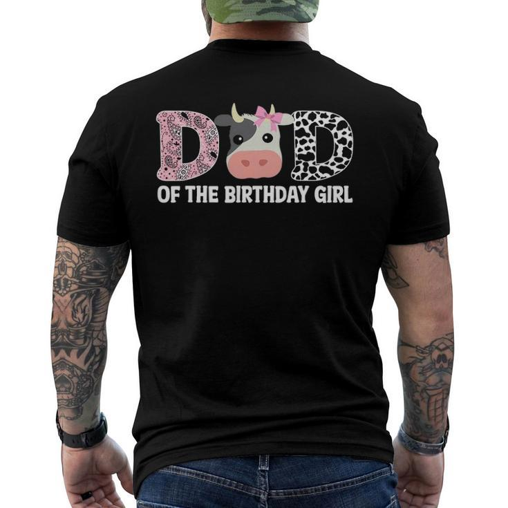 Dad Of The Birthday For Girl Cow Farm 1St Birthday Cow Daddy Men's Back Print T-shirt