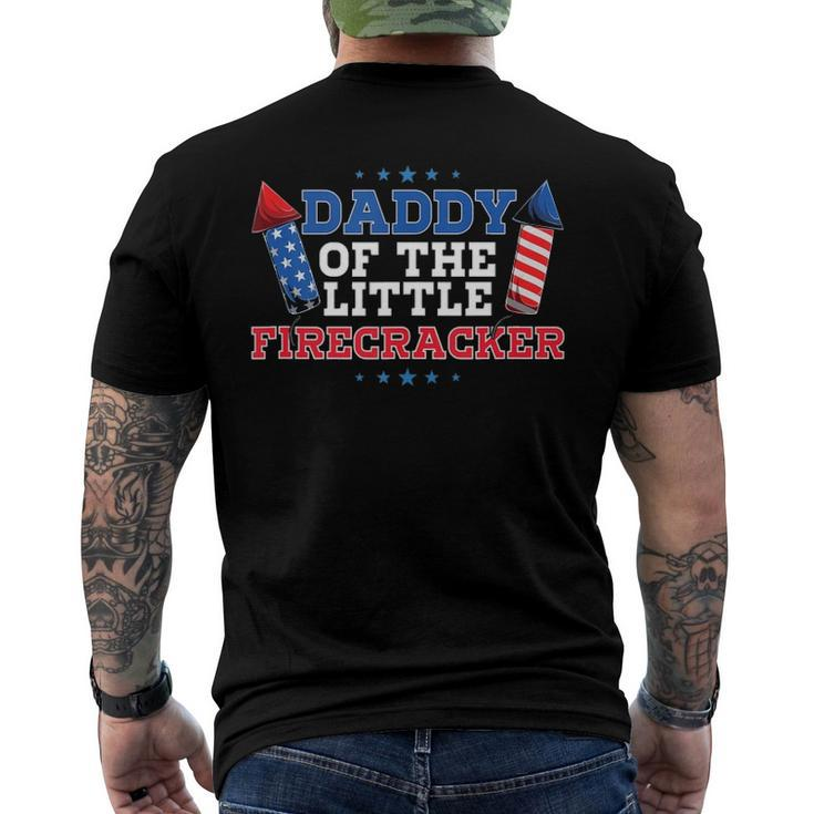 Dad Daddy Of The Little Firecracker 4Th Of July Birthday Men's Back Print T-shirt