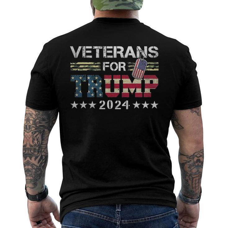 Dad Grandpa Veterans For Trump 2024 American Flag Camo Men's Back Print T-shirt