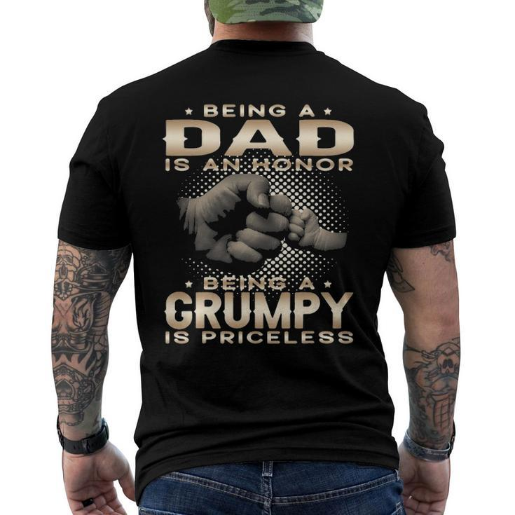 Mens Being A Dad Is An Honor Being A Grumpy Is Priceless Grandpa Men's Back Print T-shirt