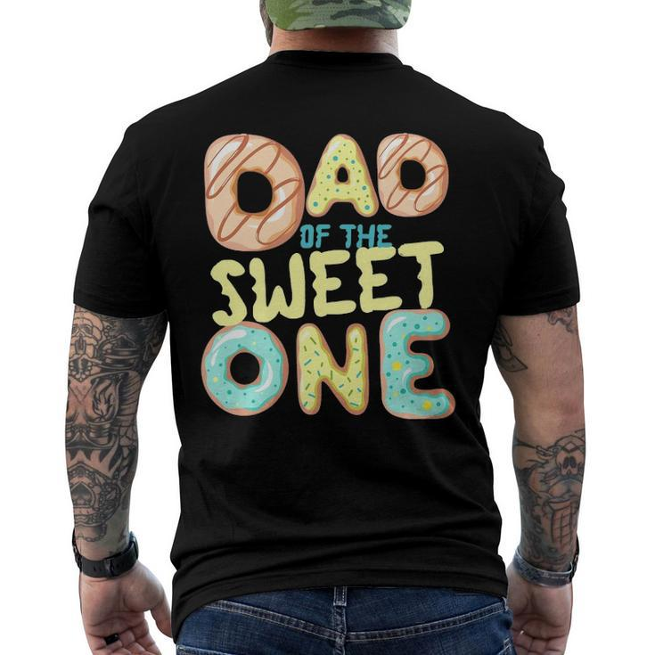 Mens Dad Of The Sweet One Donut Matching Family Donut Men's Back Print T-shirt