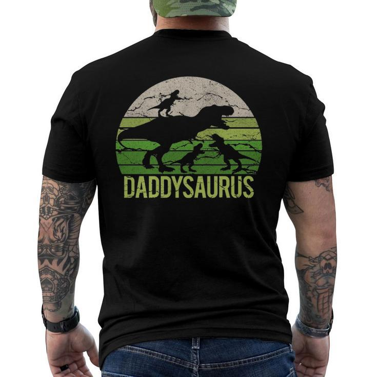 Daddy Dinosaur Daddysaurus 3 Three Kids Dad Christmas Men's Back Print T-shirt