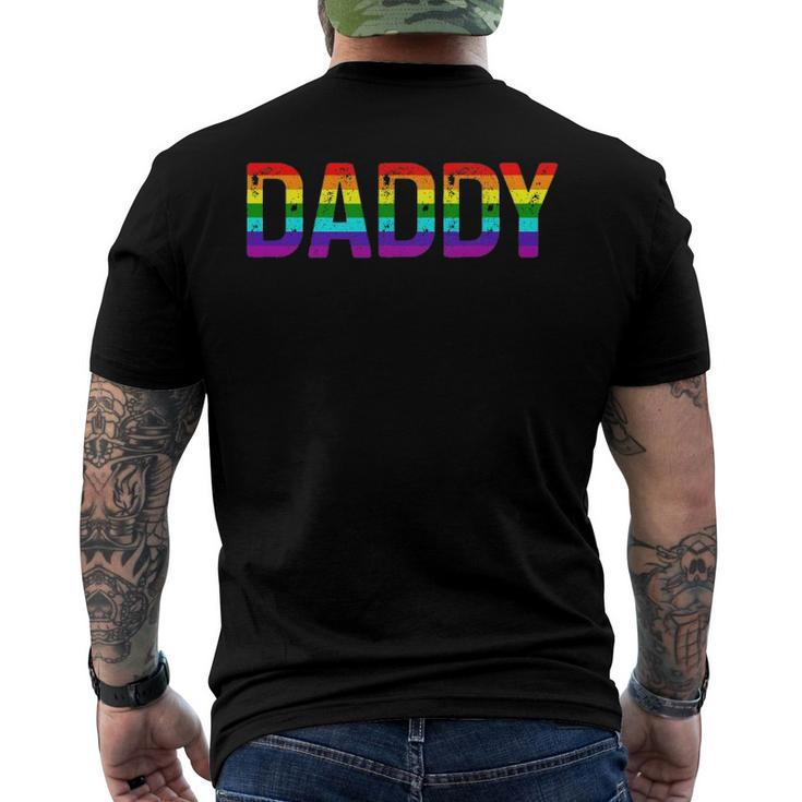 Daddy Gay Pride Month Lgbtq Fathers Day Rainbow Flag Queer Men's Back Print T-shirt