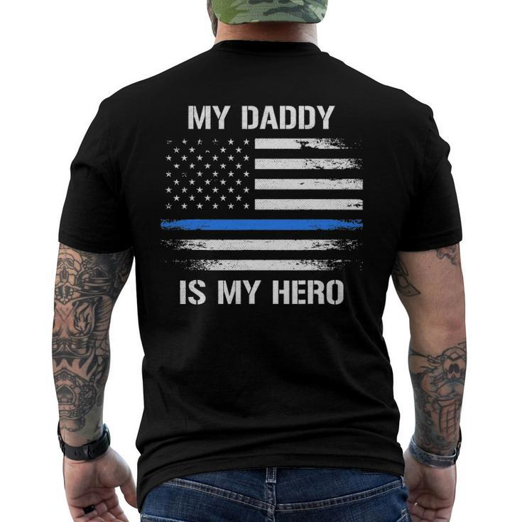 My Daddy Is My Hero Police Officer Thin Blue Line Men's Back Print T-shirt