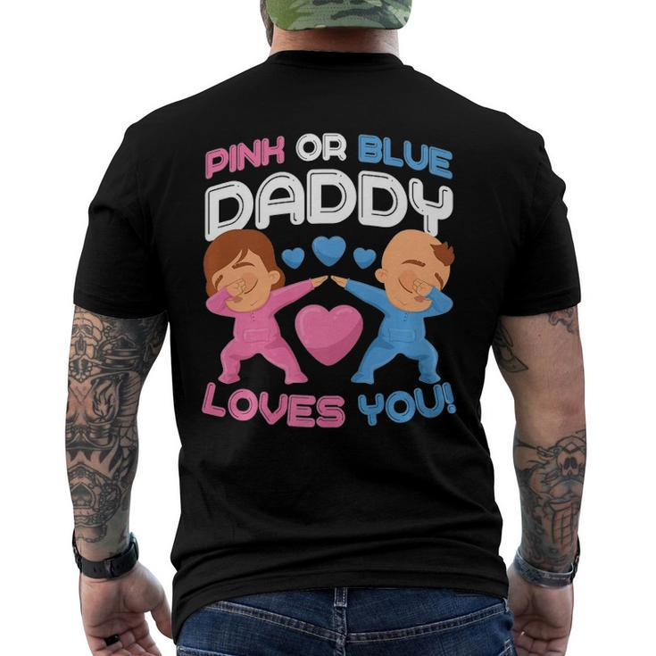 Daddy Loves You Pink Blue Gender Reveal Newborn Announcement Men's Back Print T-shirt