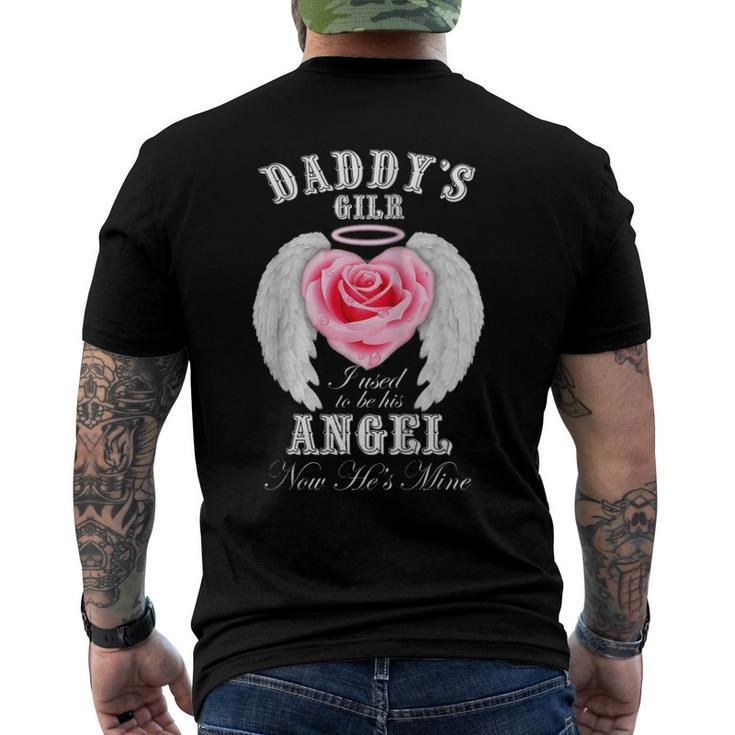 Womens Daddys Girl I Used To Be His Angel Now Hes Mine Back Raglan Baseball Tee Men's Back Print T-shirt