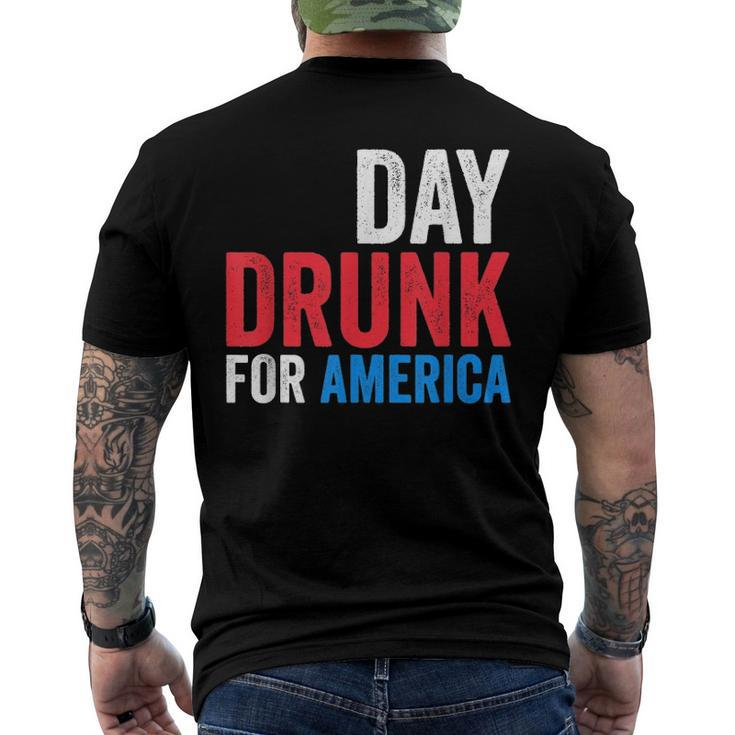 Day Drunk For America Drinking Fourth Of July Men's Back Print T-shirt