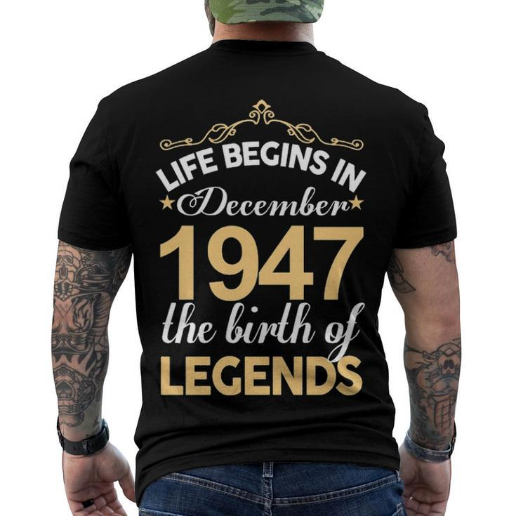December 1947 Birthday Life Begins In December 1947 V2 Men's T-Shirt Back Print