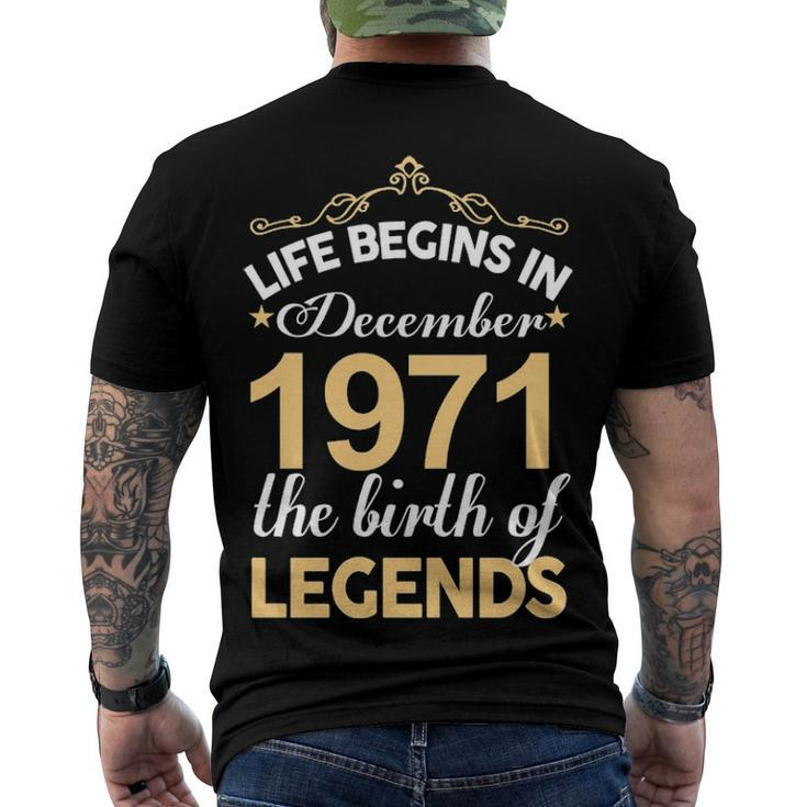 December 1971 Birthday Life Begins In December 1971 V2 Men's T-Shirt Back Print