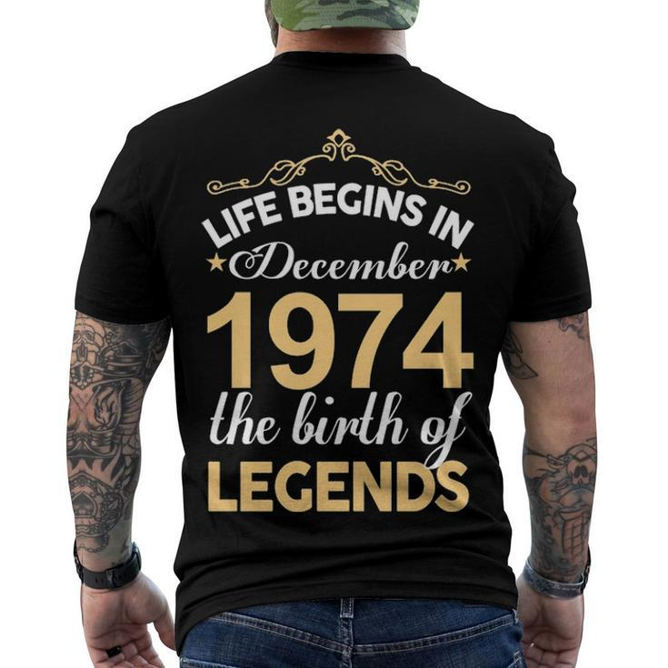 December 1974 Birthday Life Begins In December 1974 V2 Men's T-Shirt Back Print