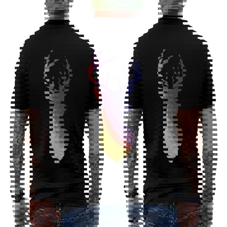 Deer Groovy Stripes Deer Head  Men's Crewneck Short Sleeve Back Print T-shirt