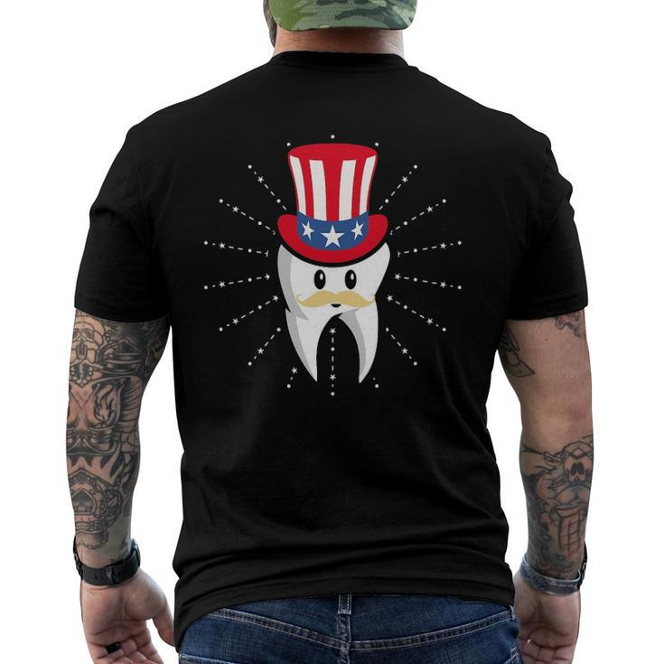 Dental Tooth Hat 4Th Of July Usa Flag Dentist Men's Back Print T-shirt