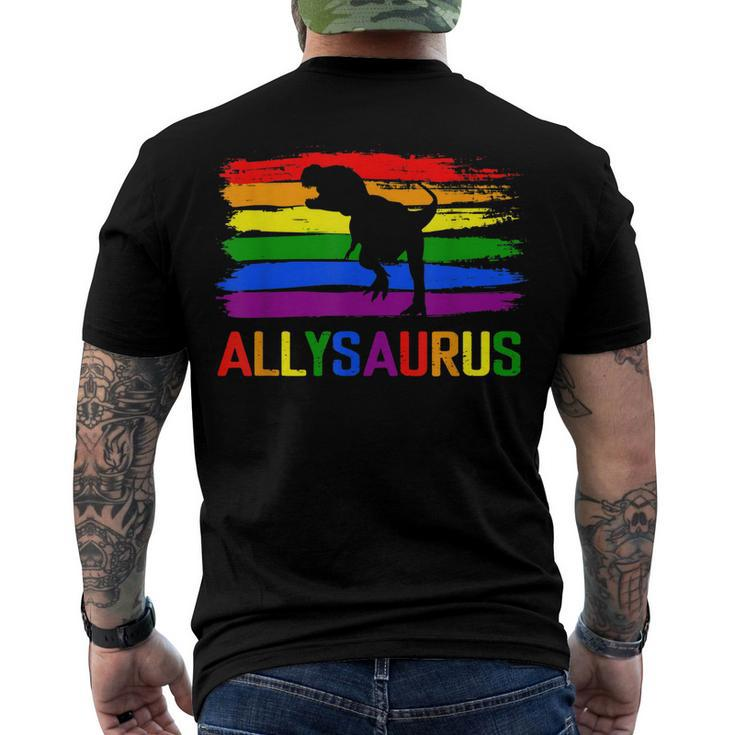 Dinosaur Lgbt Gay Pride Flag Allysaurus Ally T Rex Men Boys Men's T-shirt Back Print