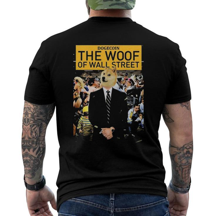 Dogecoin The Woof Of Wall Street 2022 Dogecoin Doge Men's Back Print T-shirt