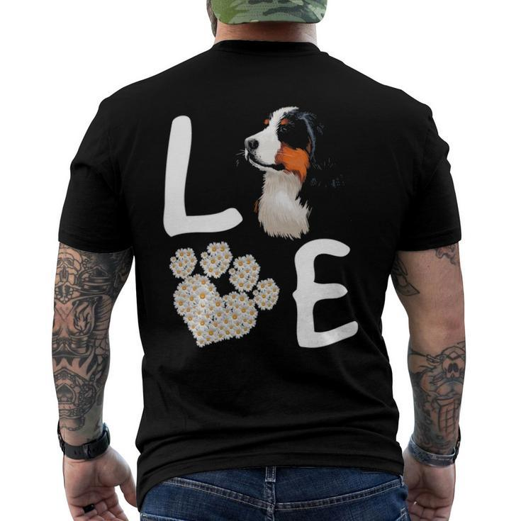 Dogs 365 Love Bernese Mountain Dog Paw Pet Rescue  Men's Crewneck Short Sleeve Back Print T-shirt
