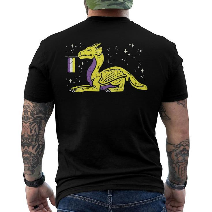 Dragon Mythical Animal Lgbtq Non-Binary Flag Genderqueer Men's Back Print T-shirt