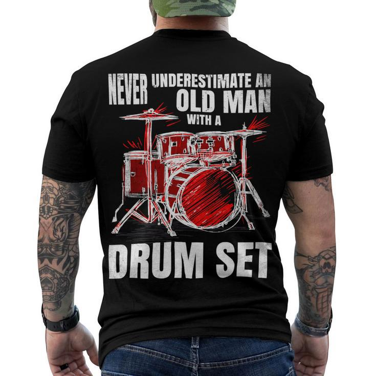 Drummer Never Underestimate An Old Man With A Drum Set 24Ya69 Men's Crewneck Short Sleeve Back Print T-shirt