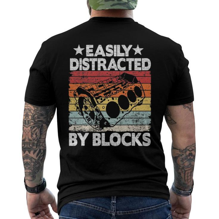 Easily Distracted By Blocks Racing Car Parts Mechanic Men's Back Print T-shirt